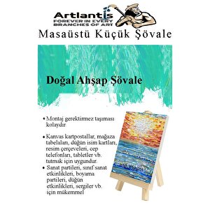 Mini Şövale 10x10 Cm Tuval 3 Ml Akrilik Boya 6 Renk Ve Fırça 4 Adet 10x10 Mini Tuval Masaüstü Küçük Şövale Boyama Seti