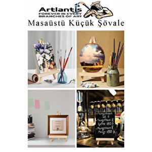 Mini Şövale 10x10 Cm Tuval 3 Ml Akrilik Boya 6 Renk Ve Fırça 4 Adet 10x10 Mini Tuval Masaüstü Küçük Şövale Boyama Seti