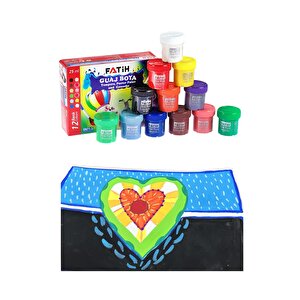 12 Renk Guaj Boya Fatih 25x35 Cm Telli Spralli Resim Defteri Palet Resim Fırçası 15 Yaprak Guajboya Resim Defteri