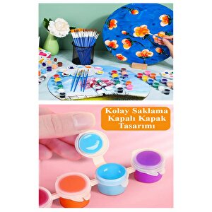 Akrilik Boya 3 Ml 6 Renk Resim Fırçası Ve Paleti 5 Paket Mini Küçük Akrilik Boya Taş Ahşap Seramik Tuval Alçı Tuval