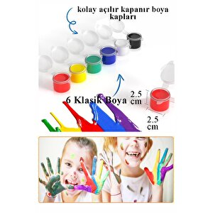 Akrilik Boya 3 Ml 6 Renk Resim Fırçası Ve Paleti 5 Paket Mini Küçük Akrilik Boya Taş Ahşap Seramik Tuval Alçı Tuval