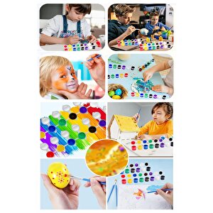 Akrilik Boya 3 Ml 6 Renk Resim Fırçası Ve Paleti 5 Paket Mini Küçük Akrilik Boya Taş Ahşap Seramik Tuval Alçı Tuval