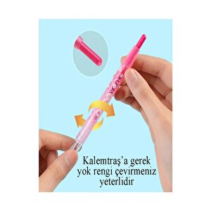 Çevirmeli 12 Li Mum Boya Uzun 1 Paket Mikro 12 Renk Çevirmeli Mum Boya Pastel Silinebilir Mum Boya Tam Boy