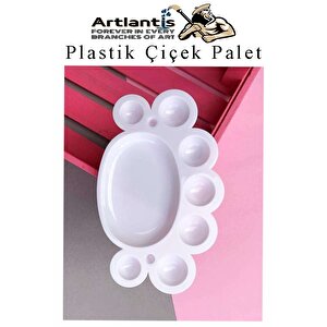 Plastik Çiçek Palet 3 Adet Çiçek Boya Paleti 8 Hazneli 17 Cm  Resim Boyama Paleti Fırça Hediyeli Sanatsal Hobi