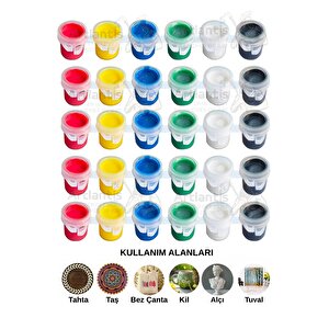 Akrilik Boya 3 Ml 6 Renk 5 Paket Mini Küçük Akrilik Boya Taş Ahşap Seramik Tuval Alçı Tuval Etkinlik Boyama Sanatsal