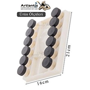 Kapaklı Şişe Resim Paleti  12 Li 1 Paket Şişeli Boya Palet Kabı Siyah Kapaklı Godeli Sanatsal Plasti