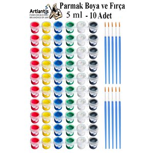 Parmak Boyası 5 Ml 6 Renk Ve Resim Fırçası 10 Paket Mini Küçük Parmak Boya Etkinlik Boyama Boyası Su Bazlı Resim Kreş