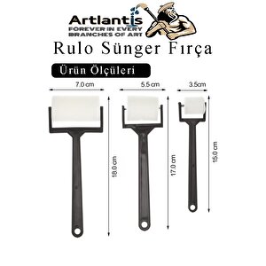 Sünger Rulo Fırça 15 Li 1 Paket Siyah Plastik Saplı Boyama Süngeri Sanatsal Sünger Boya Fırçası Parmak Guaj Akrilik Boya