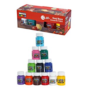Guaj Boya 12 Renk 30 Ml 1 Paket Nova Color Guaj Boya Seti 12 Li Su Bazlı Şişe Canlı Renkler Resim Okul