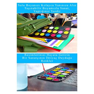 21 Renk Sulu Boya 1 Paket Fırça Hediyeli 21 Li Suluboya Canlı Renkler 28 Mm Boya Çapı Büyük Boy Brons