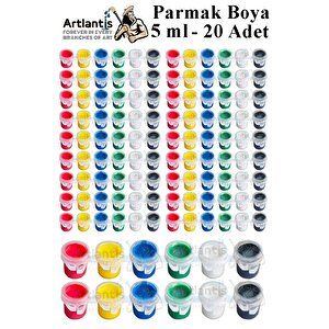 Parmak Boya 5 Ml 6 Renk 20 Paket Mini Küçük Parmak Boya Etkinlik Boyama Boyası Su Bazlı Resim Okul Öncesi Kreş Anasınıfı