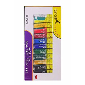 Mini Şövale 25x35 2 Li Tuval Fanart 12 Renk Yağlı Boya Başlangıç Seti Fırça Palet Ponpon Su Kabı Masaüstü Sanatsal