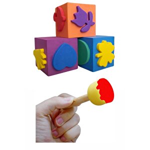 Parmak Boyası 6 Renk Nova Color Resim Defteri 25x35 Sünger Eva Baskı Damga Spatula Rulo Kesik Sünger Eva Okul Öncesi