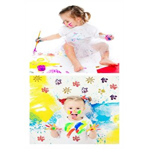 Parmak Boyası 6 Renk Nova Color Resim Defteri 25x35 Sünger Eva Baskı Damga Spatula Rulo Kesik Sünger Eva Okul Öncesi