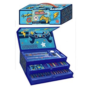 Erkek Çocukları İçin Hediye Kutulu Boyama Seti 1 Paket 12 Li Suluboya 8 Li Keçeli Kalem 8 Li Kuruboya 8 Li Pastel Boya