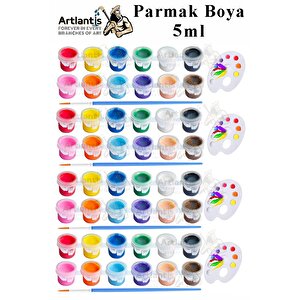 Parmak Boyası 5 Ml 12 Renk Resim Fırçası Ve Palet 4 Paket Mini Küçük Parmak Boya Etkinlik Boyama Boyası Su Bazlı Resim