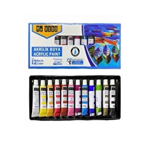 Mini Şövale 25x35 2 Li Tuval Mydido 12 Renk Akrilik Boya Başlangıç Seti Fırça Palet Ponpon Su Kabı Masaüstü Sanatsal
