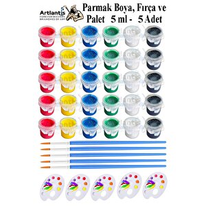 Parmak Boyası 5 Ml 6 Renk Resim Fırçası Ve Palet 5 Paket Mini Küçük Parmak Boya Etkinlik Boyama Boyası Su Bazlı Resim