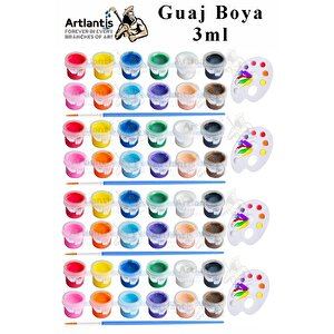 Guaj Boya 3 Ml 12 Renk Resim Fırçası Ve Paleti 4 Paket Mini Küçük Guaj Boya Etkinlik Boyama Boyası Su Bazlı Resim Okul