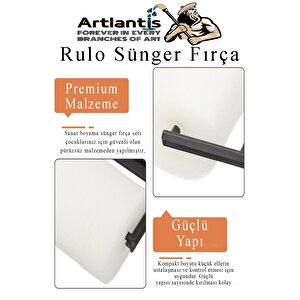 Sünger Rulo Fırça 6 Lı 1 Paket Siyah Plastik Saplı Boyama Süngeri Sanatsal Sünger Boya Fırçası Parmak Guaj Akrilik Boya