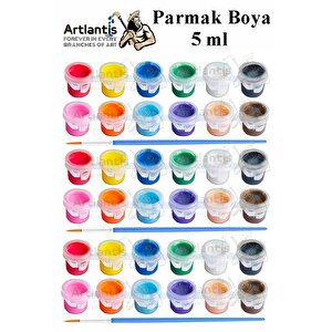Parmak Boyası 5 Ml 12 Renk Ve Resim Fırçası 3 Paket Mini Küçük Parmak Boya Etkinlik Boyama Boyası Su Bazlı Resim Kreş
