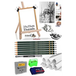 Dereceli Kurşun Kalem Seti 25x35 Duralit Masaüstü Drawing Şövale Set Resim Kağıdı Kalem Uzatma Gölgelendirme Dağıtıcı