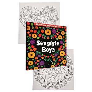 Sevgiyle Boya Büyüklere Boyama Kitabı Fatih 24 Renk Kuru Boya 1 Adet Ema Boyama Kitabı Büyükler İçin Mandala Yaratıcı Boyama