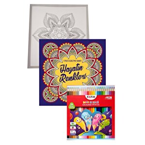 Hayatın Renkleri Büyüklere Boyama Kitabı Fatih 24 Renk Kuru Boya 1 Adet Ema Boyama Kitabı Büyükler İçin Mandala Yaratıcı Boyama