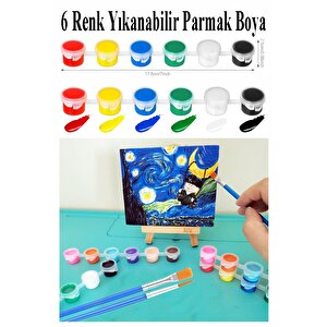 Parmak Boyası 5 Ml 6 Renk Ve Resim Fırçası 20 Paket Mini Küçük Parmak Boya Etkinlik Boyama Boyası Su Bazlı Resim Kreş