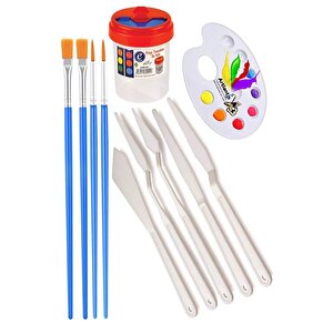 Canson Çok Amaçlı Sanatsal Blok A4 200 Gr 20 Yaprak 1 Adet Fanart 12 Renk Yağlı Boya Fırça Palet Spatula Fırça Temizleme