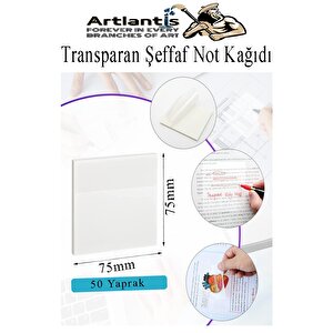 Yapışkanlı Şeffaf Not Kağıdı 50 Yaprak 3 Paket Kare Transparan Postit 75x75mm Yarı Saydam İşaretleyici Aydınger Not