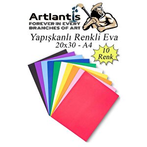 Yapışkanlı Eva A4 20x30 Cm 10 Renk 1 Paket Yapışkanlı Eva Süngeri 10'lu Okul Kreş Anasınıfı Elişi Etkinlikleri