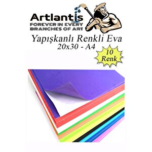 Yapışkanlı Eva A4 20x30 Cm 10 Renk 1 Paket Yapışkanlı Eva Süngeri 10'lu Okul Kreş Anasınıfı Elişi Etkinlikleri