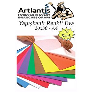Yapışkanlı Eva A4 20x30 Cm 10 Renk 1 Paket Yapışkanlı Eva Süngeri 10'lu Okul Kreş Anasınıfı Elişi Etkinlikleri