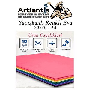 Yapışkanlı Eva A4 20x30 Cm 10 Renk 1 Paket Yapışkanlı Eva Süngeri 10'lu Okul Kreş Anasınıfı Elişi Etkinlikleri