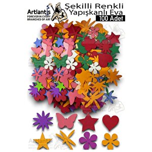 Şekilli Eva Yapışkanlı 100 Lü 1 Paket Kendinden Yapışkanlı Eva Sticker Kalp Yıldız Okul Öncesi Kreş Ana Okulu Süsleme