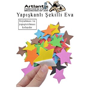 Şekilli Eva Yapışkanlı 100 Lü 1 Paket Kendinden Yapışkanlı Eva Sticker Kalp Yıldız Okul Öncesi Kreş Ana Okulu Süsleme
