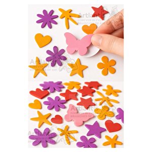 Şekilli Eva Yapışkanlı 100 Lü 1 Paket Kendinden Yapışkanlı Eva Sticker Kalp Yıldız Okul Öncesi Kreş Ana Okulu Süsleme