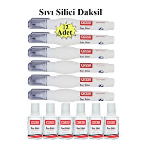 Sıvı Silici Daksil Ve Kalem Daksil 12 Adet Cassa Fırçalı Sıvı Düzeltici Daksil Yazı Düzeltici Okul Ofis Büro Fırça Uçlu