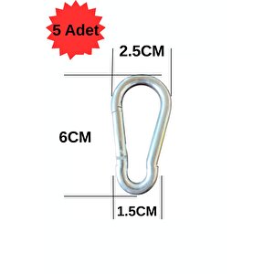 6mm Karabina Yaylı Kanca Çelik Kilit Olta Dağcılık Kamp Malzemeleri Salıncak Anahtar Askı 5 Adet