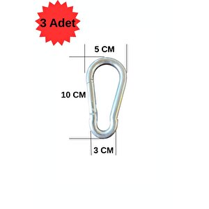 10mm Karabina Yaylı Kanca Çelik Kilit Olta Dağcılık Kamp Malzemeleri Salıncak Anahtar Askı 3 Adet
