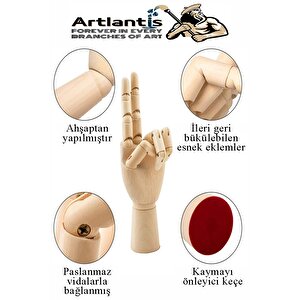 Ahşap El Modeli 18 Cm Ve A3 Eskiz Defteri Modelleme Seti 1 Paket Dereceli Kalem Karakalem Dağıtma Hamur Silgi Kalemtraş