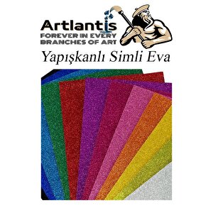 Simli Yapışkanlı Eva A4 20x30 Cm 10 Renk 1 Paket Simli Yapışkanlı Eva Süngeri 10'lu Okul Kreş Anasınıfı Elişi Etkinlikleri