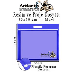Renkli Plastik Fermuarlı Proje Dosyası 35x50 Cm 3 Adet Tutmaçlı 38x55 Cm Resim Ve Proje Ödev Dosyası El Tutmalı