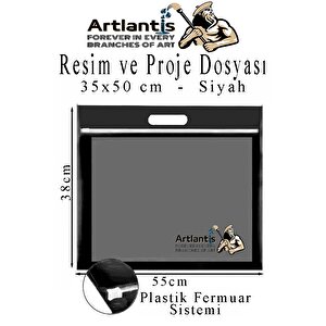 Renkli Plastik Fermuarlı Proje Dosyası 35x50 Cm 3 Adet Tutmaçlı 38x55 Cm Resim Ve Proje Ödev Dosyası El Tutmalı
