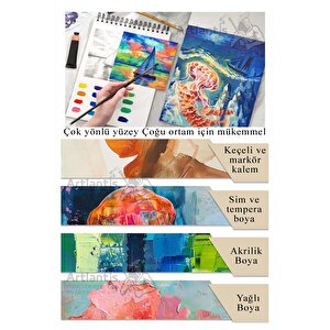 A4 Canvas Pad 280gr 10 Yaprak 1 Adet Canvas Defter Kanvas Tuval Dokulu Tuval Kağıdı Akrilik Guaj Yağlı Boya Defteri