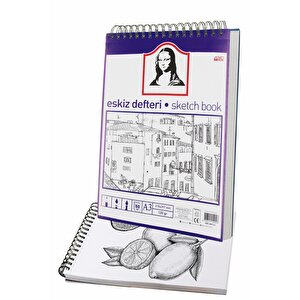 A3 Telli Eskiz Defteri Monalisa Spiralli Karakalem Rulo Kalemlik Siyah 24 Bölmeli Dereceli Kalem Gölgeleme Dağıtma Silgi