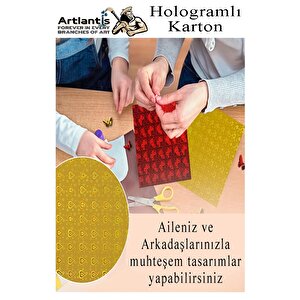 Hologramlı Karton 35x50 Cm 10 Renk 1 Paket Hulogramlı Fon Kartonu Kağıt Yanar Döner Parlak Hologram Okul Öncesi Kreş