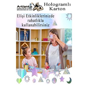 Hologramlı Karton 35x50 Cm 10 Renk 1 Paket Hulogramlı Fon Kartonu Kağıt Yanar Döner Parlak Hologram Okul Öncesi Kreş