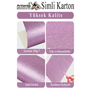 Simli Karton A4 20x30 Cm 10 Renk 1 Paket 10 Lu Simli Karton Parıltılı Kağıt Anasınıfı Kreş Etkinlik Proje Dekoratif